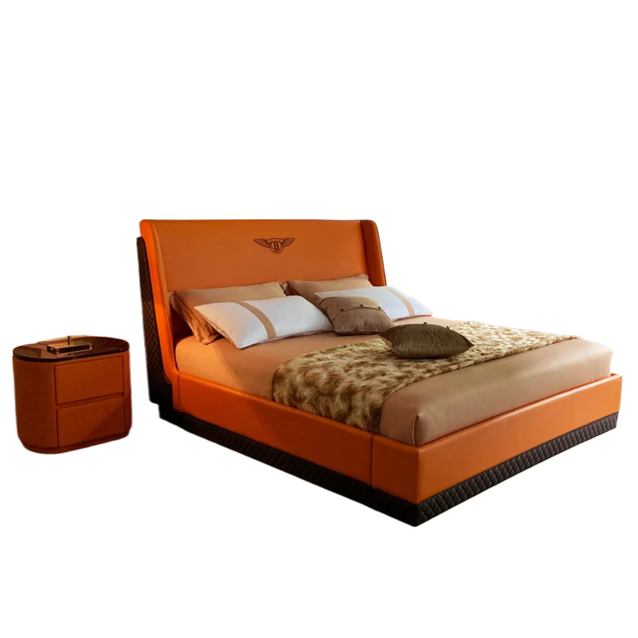 

Leather bed simple 1.5 meters 1.8 meters wedding bed villa furniture