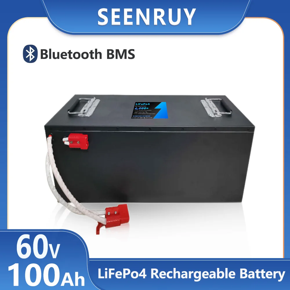 

60V 100AH Lifepo4 With Charger Lithium Iron Phosphate Battery Built in Bluetooth BMS Perfect For electric Tricycle Motorcycle