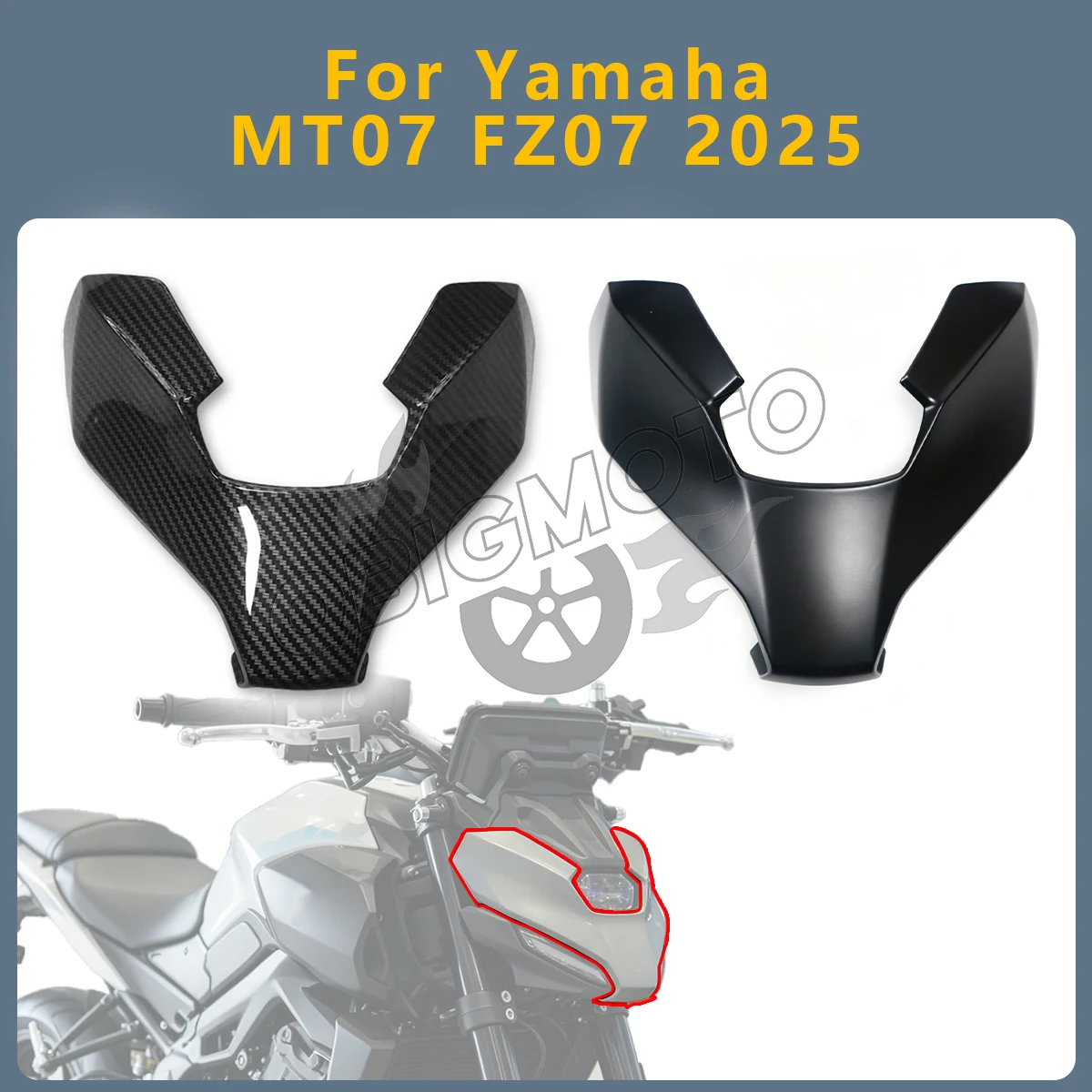 Motorcycle Front Upper Nose Headlight Fairing Cowls Cover Accessories For Yamaha MT07 FZ07 2025 Front Headlight Middle Panel