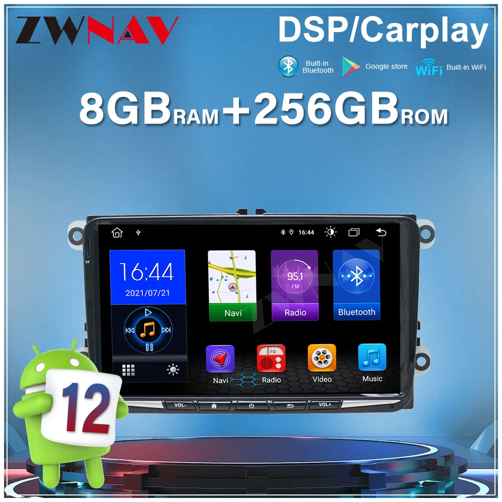 8 Core 9'' For VW Magotan Android12 Car Radio Auto Touch Screen BT5.0 GPS Navigation Wireless Carplay Stereo Multimedia Player