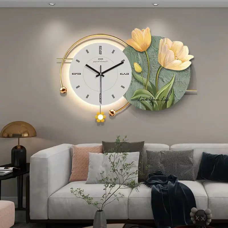 

Nordic Luxury Wall Clock, Living Room, Hallway Swingable Watches, Bedroom Background, Mute Wall Ornament, Home Decoration, New