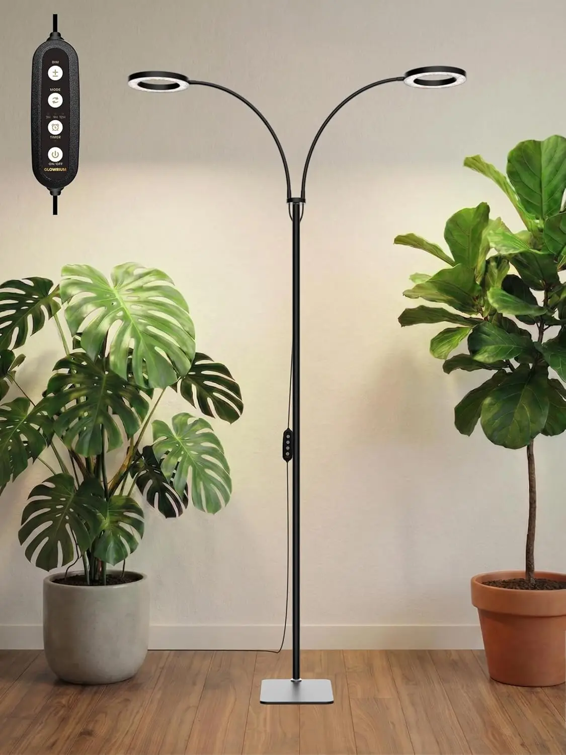 

36W Full Spectrum 2-Head LED Plant Light with Stand, Adjustable Height, Timer & Dimmable
