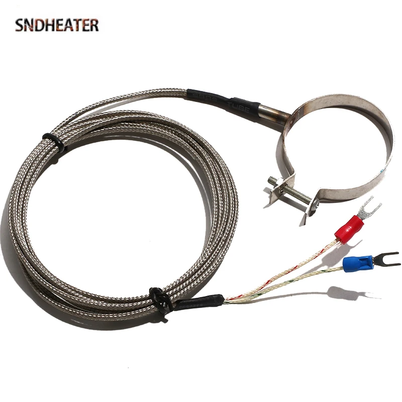 SNDHEATER-كابل مستشعر درجة الحرارة الحرارية ، حلقة الفولاذ المقاوم للصدأ ، خط اختبار لفائف المسبار ، نوع K و E ، PT100 ، 48 50 55 60 65