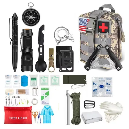 Botiquín de primeros auxilios de supervivencia, conjunto completo de supervivencia, equipo Molle para exteriores, kits de emergencia, bolsa para traumatismos, Camping, senderismo, bolsa de aventuras IFAK