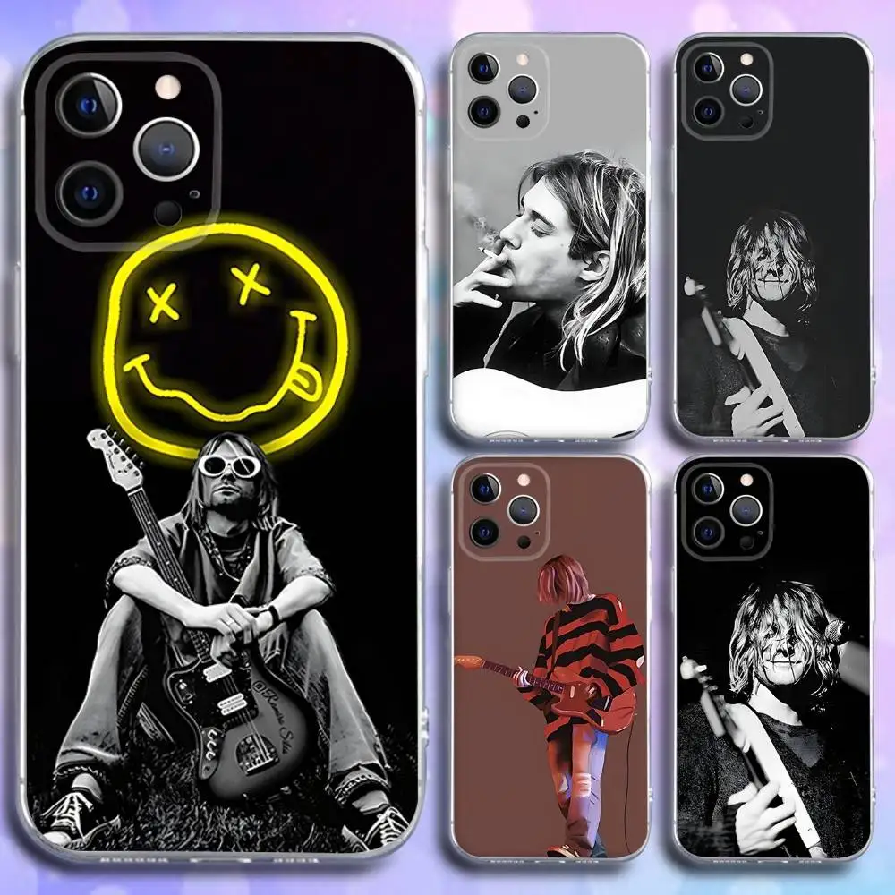 

K-Kurt C-Cobain Phone Case For iPhone 17,16,15,14,13,12,11 Pro,Max,Plus,X,XS,XR,SE4,E Mini Transparent Soft Cover