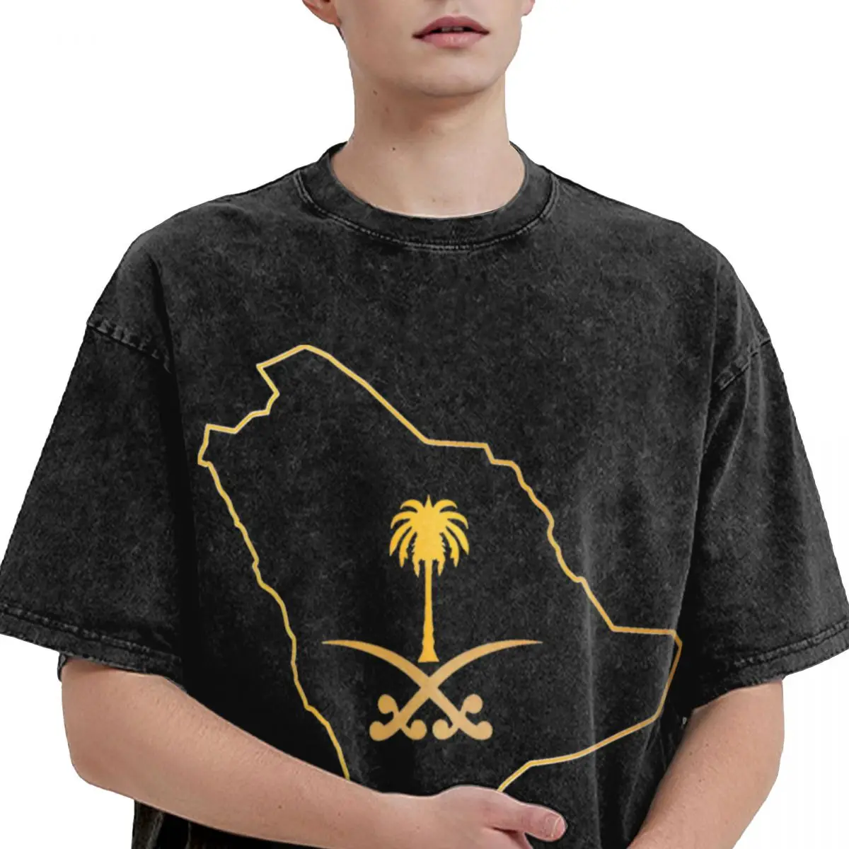 Washed T Shirts Saudi Arabia National Day Ksa Hip Hop Vintage T-Shirt Oversize Streetwear Cotton Summer Tops Tees for Men Women