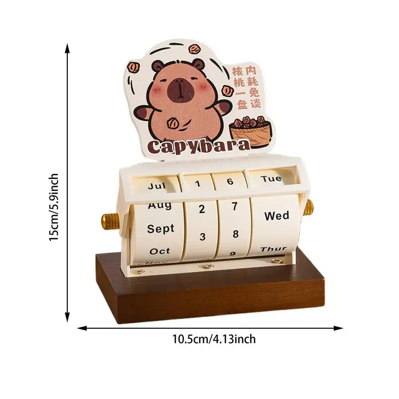 Capybara-Calendrier de roue en bois, bureau perpétuel, planification hebdomadaire et mensuelle, 03