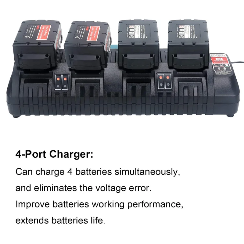 Imagem -03 - para Milwaukee 14.4v 18v Li-ion Carregador Rápido Melhor 4-port 3a Carregamento Atual Substituição Carregador de Bateria N14 N18