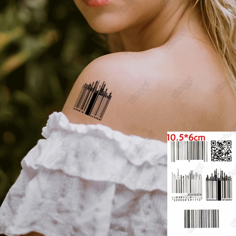 Body Art Sex Waterproof Temporary Tattoos for Men and Women Individuality Barcode QR Code Design Tattoo Sticker X245