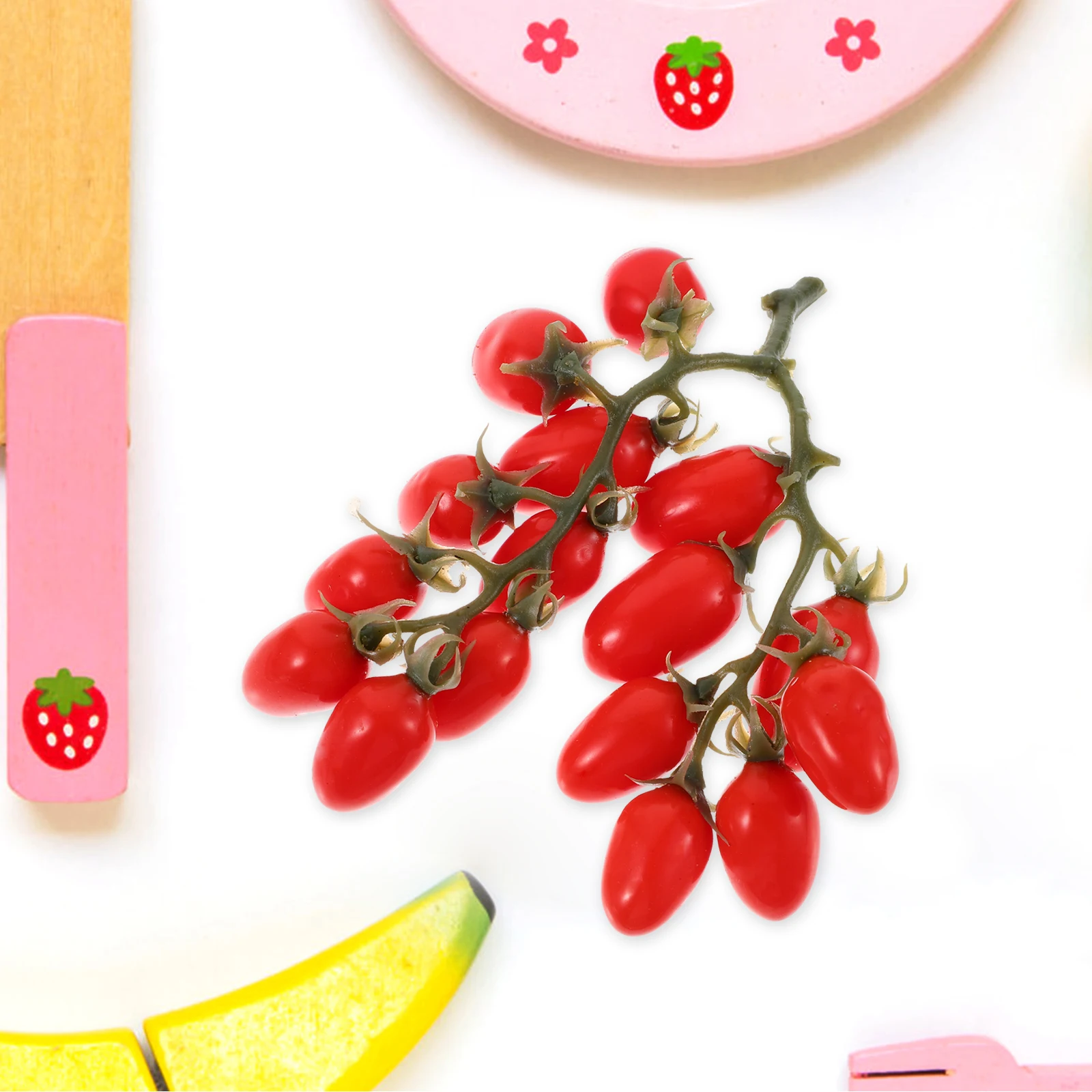

Lifelike Fake Cherry Tomatoes Artificial Fruits Home Ornament Decorative Photo Props Non Fading Simulation Fruit Model