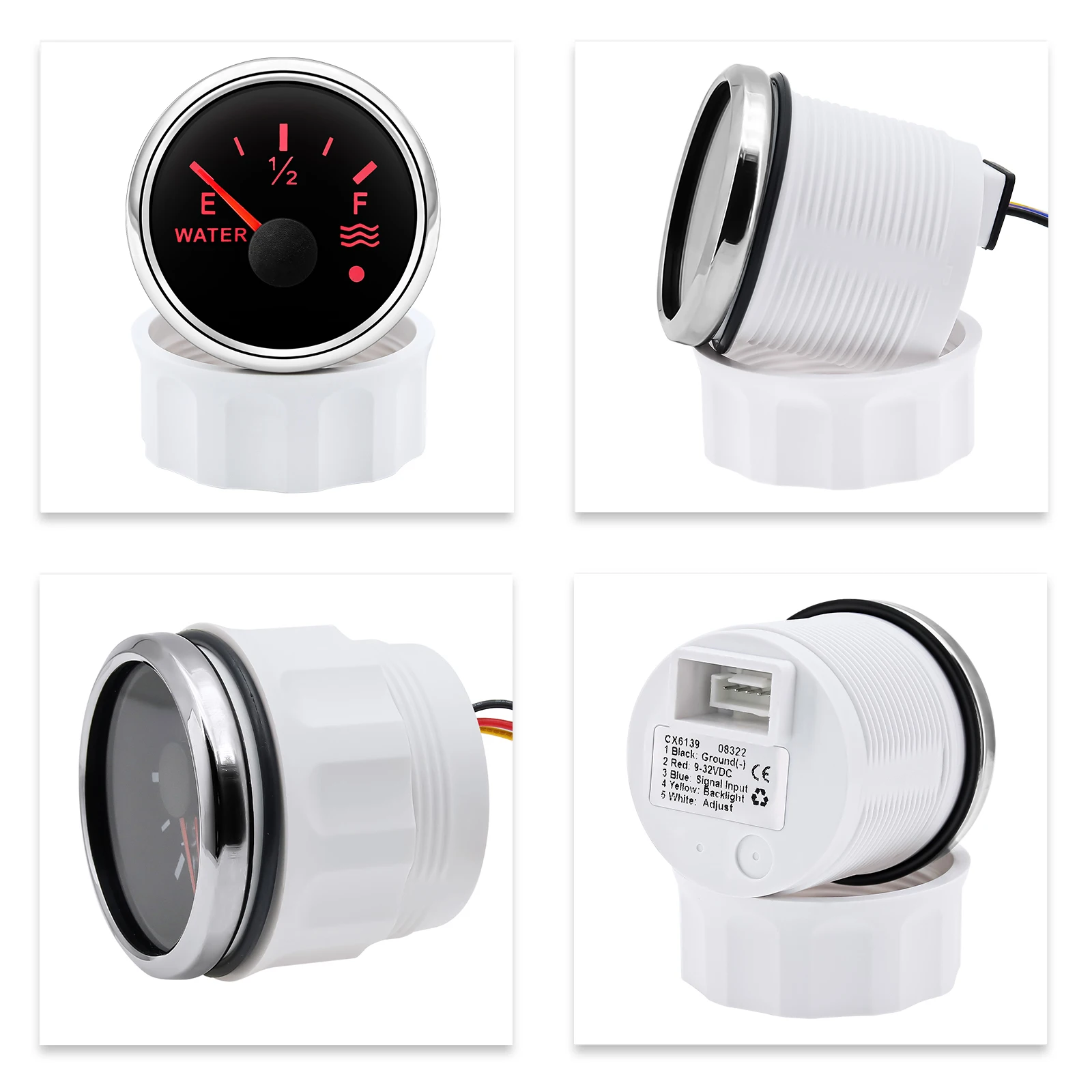 7 색 백라이트 2 "52mm 수위 게이지 알람 0-190ohm,240-33ohm 가솔린 디젤 자동차 보트 용 물 탱크 미터 표시기