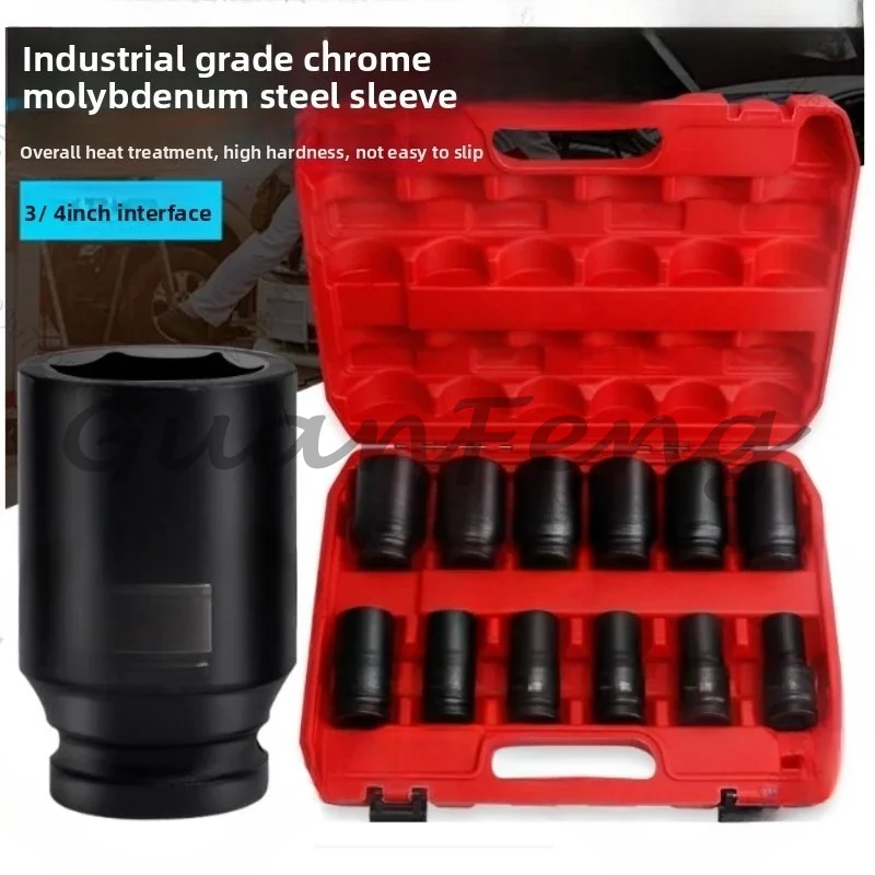 3/4 Inch Medium Wind Cannon Heavy Duty Sleeve Head Pneumatic Electric Wrench Pneumatic Hexagon Tire Sleeve Auto Repair Tool