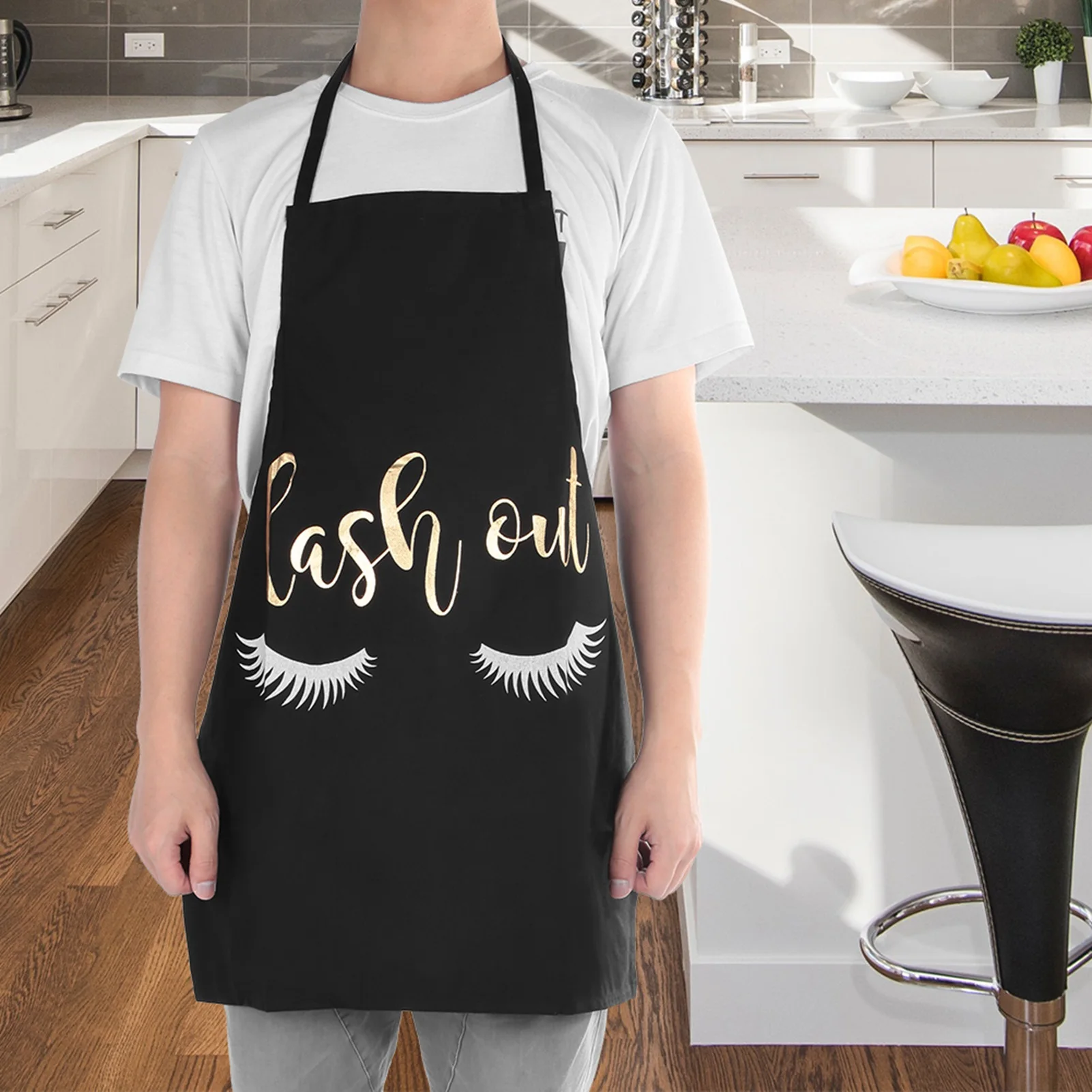 Eyelashes Gold Blocking Cooking Baking Apron Bib For Home Kitchen Cafes