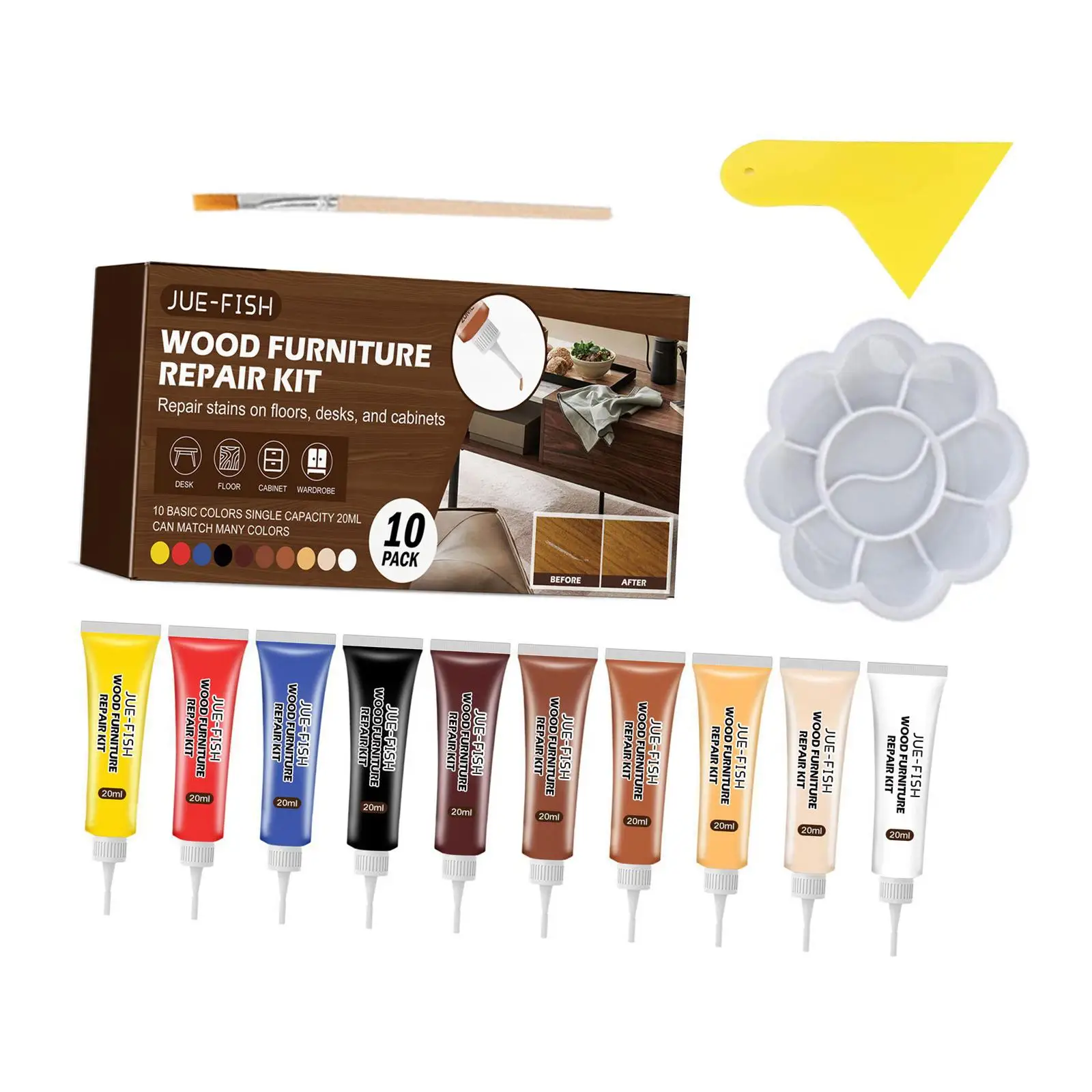 

Wood Furniture Repair Kit with Brush Scraper Durable Portable Wood Fillers Wood Floor Repair Kit for Cracks Holes Scratch Floor