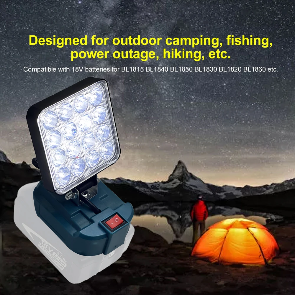 

Для Makita 14,4-18 В литий-ионный аккумулятор, уличный фонарик, 3-дюймовый беспроводной светодиодный рабочий светильник, лампа для кемпинга, аварийное освещение