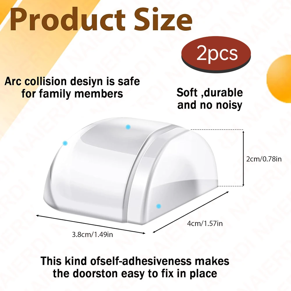 NAIERDI 2PCS Transparent Door Stop Self-Adhesive Plastic Door Stopper for Wall Protection Door Buffer Door Holder Hardware