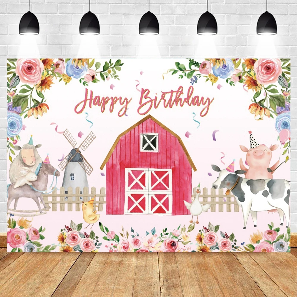 Cartoon Farm Animals Backdrop Birthday Decorations Backgrounds for Photographs Baby Shower Photography Accessories Photozone