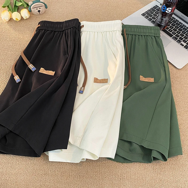 

Ice Silk Men's orts Summer Thin Straight Loose Qui Dry Sport Pants Casual Five-Quarter Length Breathable Comfortable Ligh...