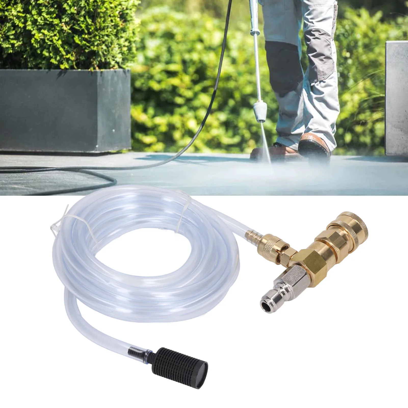 Chemical Injector Kit Easy Installation 5000PSI Brass Stainless Steel Chemical Injector Adjustable for Pressure Washer