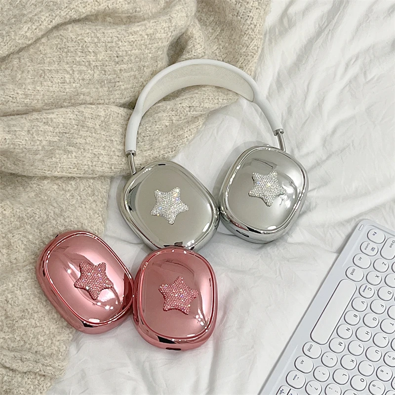 Luxury Unique Cute Girl Glitter Star Headphone Earphone Case Cover Protector For Apple Airpods Max 2