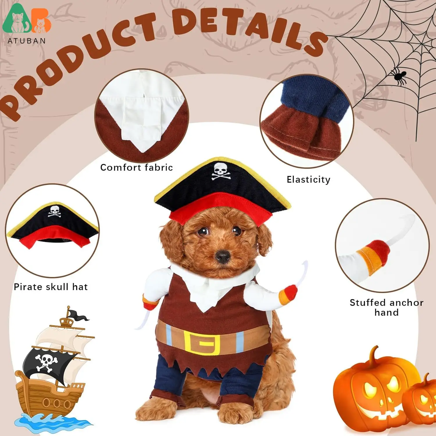 2Pc Cowboy Rider Dog Costume Knight Style Pet Costume with Doll and Hat Funny Halloween Costumes for Pet Clothes Cosplay Apparel