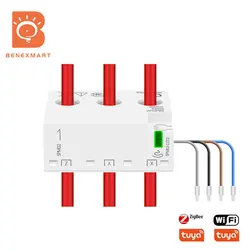 Medidor de energía inteligente trifásico, 4 cables, 63A, Tuya Zigbee, WiFi, Sensor de monitoreo de energía Zigbee2MQTT, Control asistente de hogar, 208V, 415V