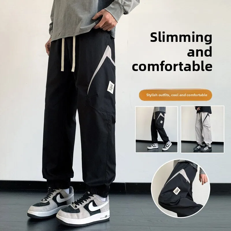 

New 2025 Men's Casual Trousers Loose Fit Sports Trendy Thin Leggings Spring Autumn Long Pants Straight Leg Youthful Vitali ...