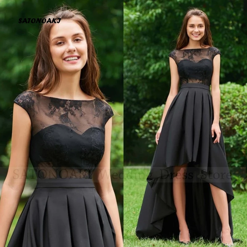 

New Arrival Elegant Short Evening Dresses O-Neck Cap Sleeve Knee Length Formal Party Hi-Low Lace Prom Gowns Vestidos De Fiesta