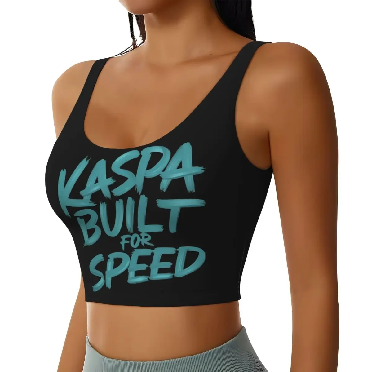 Custom Kaspa Blockchain Innovative And Secure Women Sports Bras High Impact Vest Gym Workout Yoga Crop Tank Top