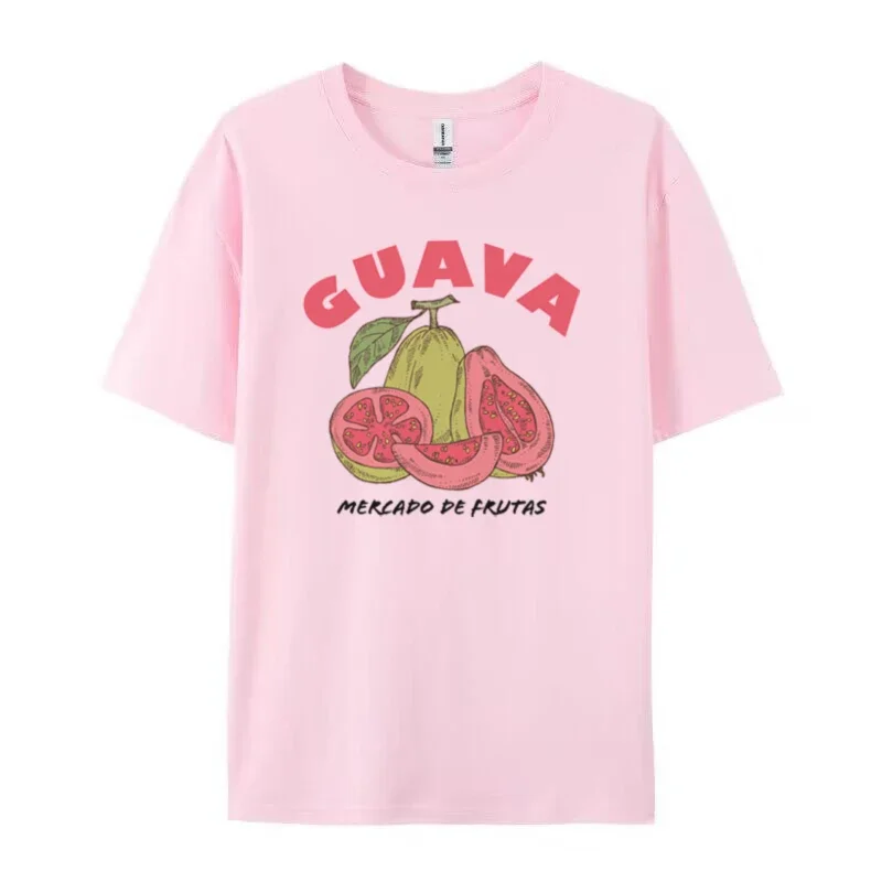 Guava Gedruckt Frauen Mode Tops Nette Exotische Obst Graphic Tee Kurzarm Ästhetische Cottagecore T-Shirt Weibliche Vintage Kleidung