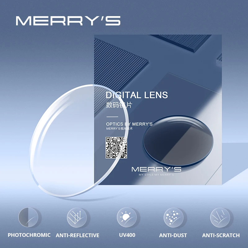 MERRYS Photochromic C3 Series Anti-reflective Prescription Lens CR-39 Resin Aspheric Glasses Lenses Myopia UV400 Sunglasses Lens