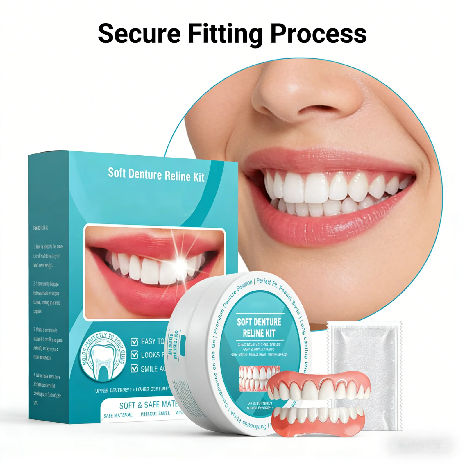 

Silicone Reline Denture Set Thermoplastic Temporary Orthodontics Perfect Smile Dentures Fixing Easy Use Soft Denture Reline Kit
