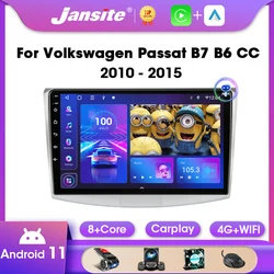 Jansite-フォルクスワーゲン,パサートb7,b6,cc,2010-2015,Android 11,ラジオマルチメディアプレーヤー,ラジオ,CarPlay,rds,Bluetooth用のラジオを備えた車のメインユニット