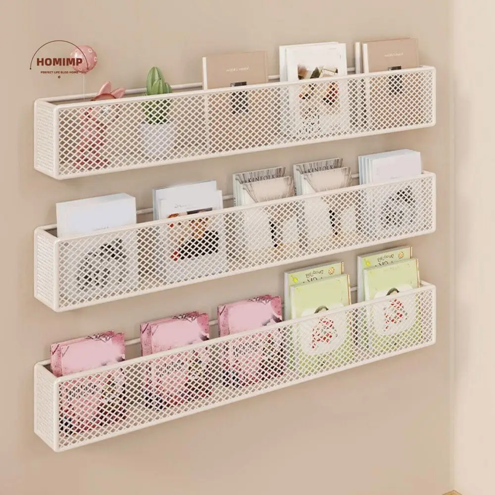 

Multifunctional Metal Picture Book Sorting Rack Ultra Narrow Space Saving Art Bookshelf Punch Free Wall Storage Rack Kitchen
