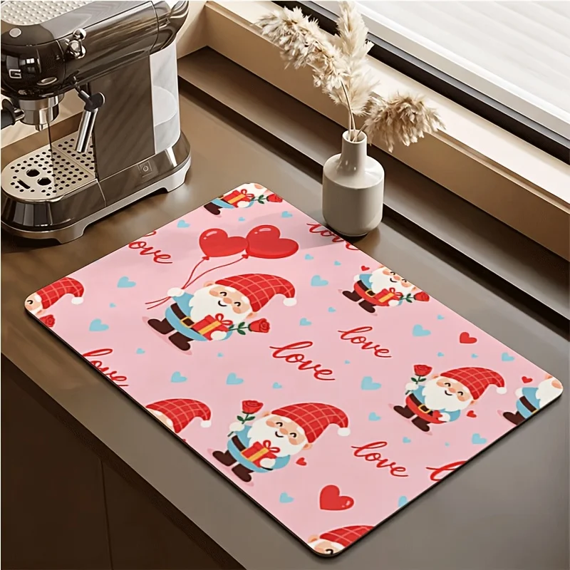 Coffee But First Text Bean Print Durable Washable Kitchen Countertop Drying Mat For Home Workspace Runner
