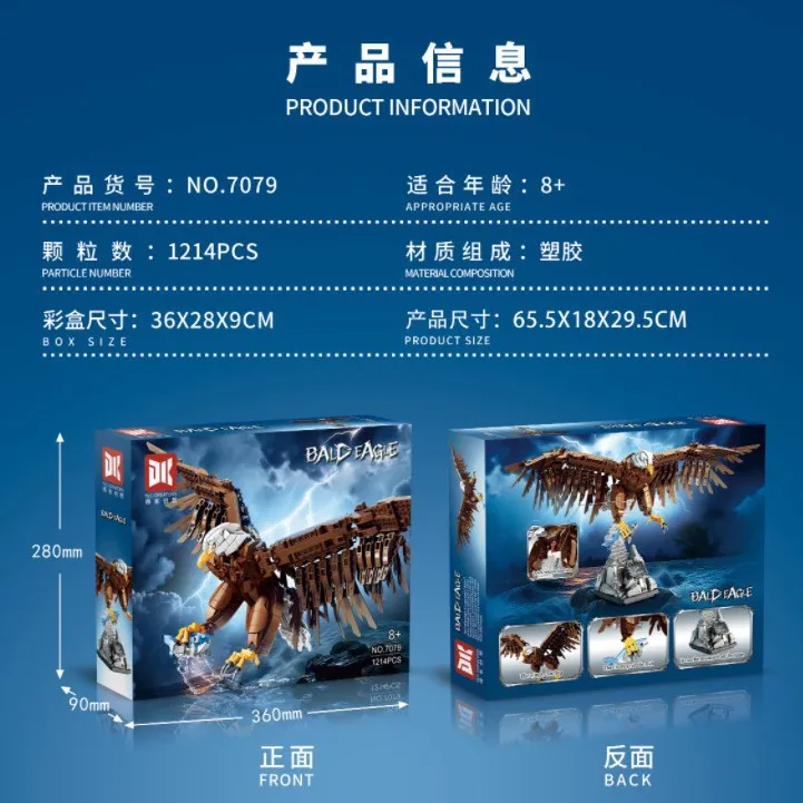 Nieuwe Creatieve Dierenbouwstenen MOC Bald Eagle Catch Fish Model Ornament Jongens Speelgoed Cadeau Educatieve Bouwset voor kinderen