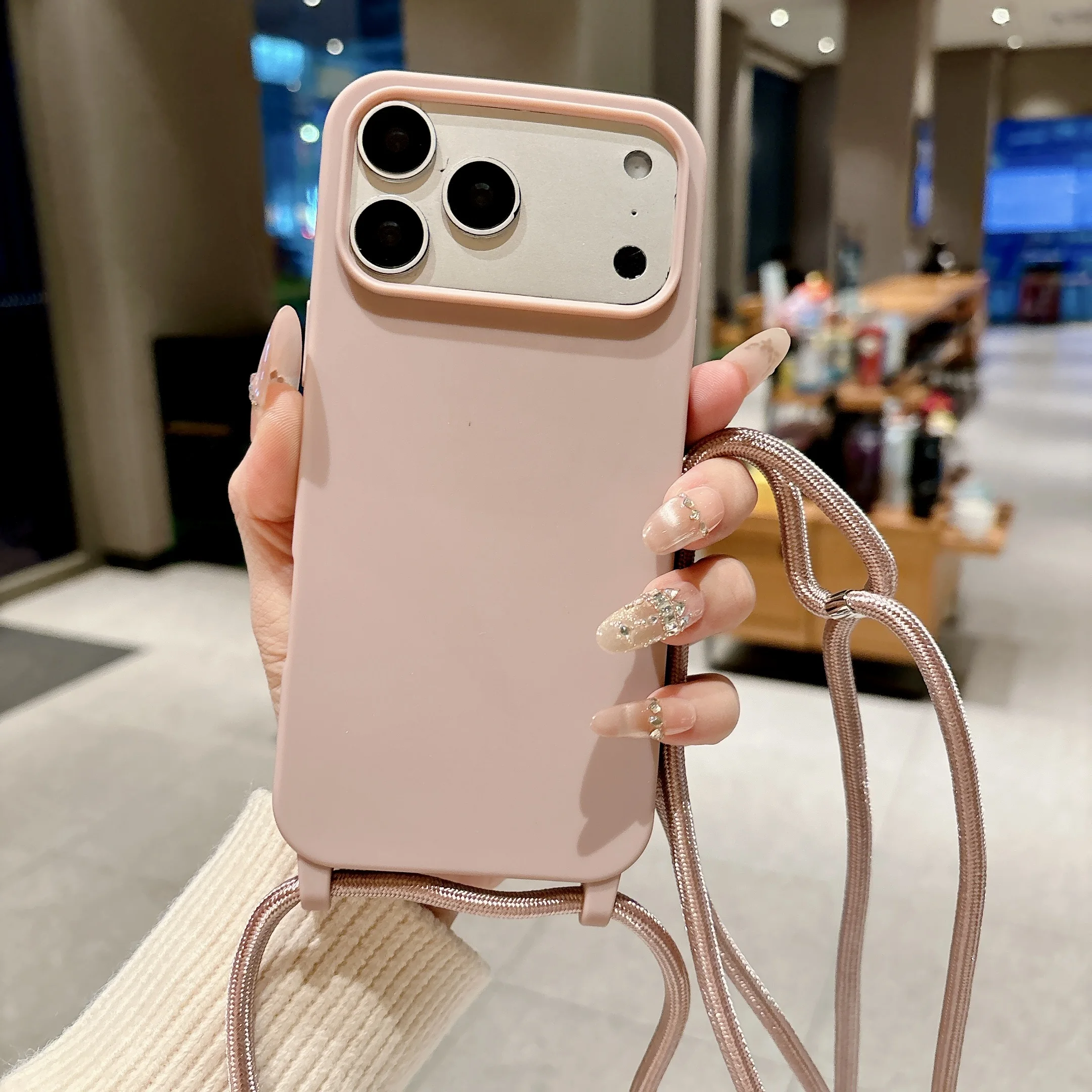 Adjustable Crossbody Shoulder Phone Case For iPhone 13 12 Mini 11 Pro XS Max X XR 8 7 6 Plus Matte Candy Color Silicone Cover view 6