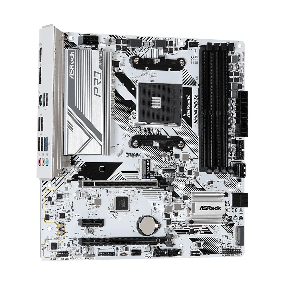 ASRock B550M PRO SE Desktop M-ATX White Motherboard B550 AMD Socket AM4 Memory DDR4 128GB PCIe4.0 M.2 SATA III USB 3.2 placa mae