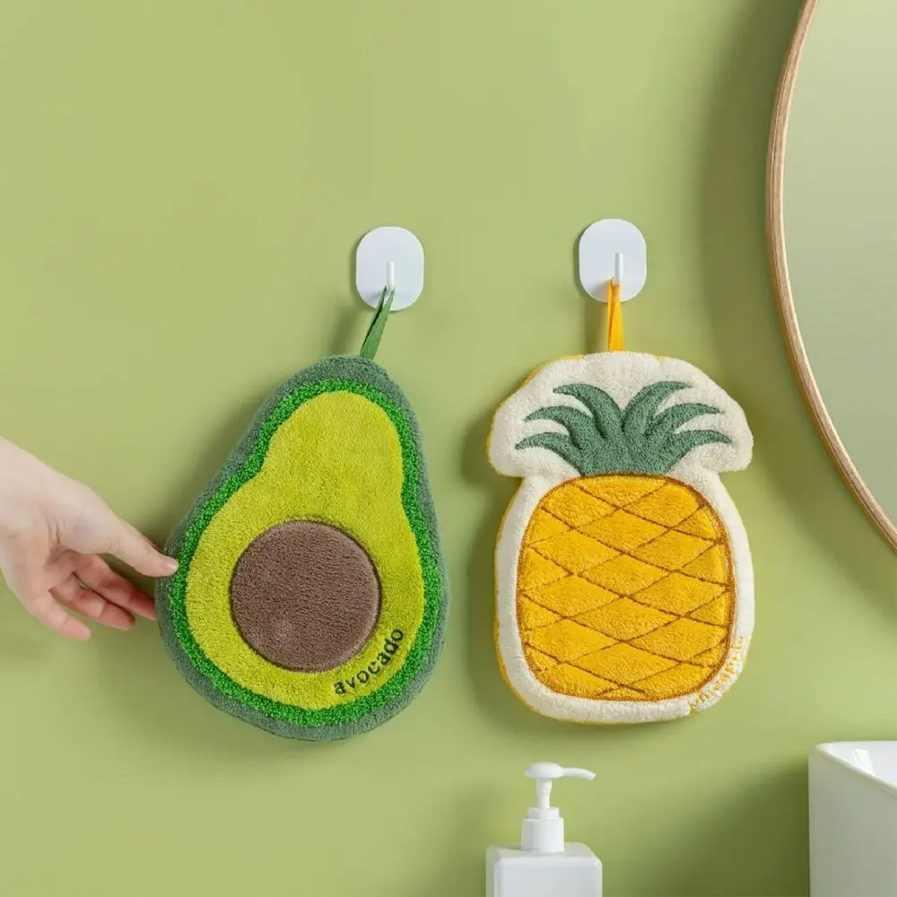 Cute Cartoon Fruit Hand Towel Hanging Coral Fleece Bathroom Kerchief Thickened Absorbent Washcloth