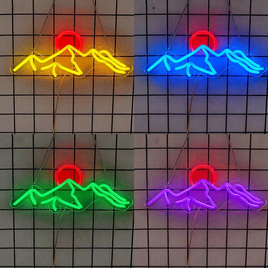 

Спальня Гостиная Отель Кафе Бар День Рождения Подарок на Носелье Горы и Солнце Неоновая Вывеска Светодиодный Неоновый Свет для Настенного Декора