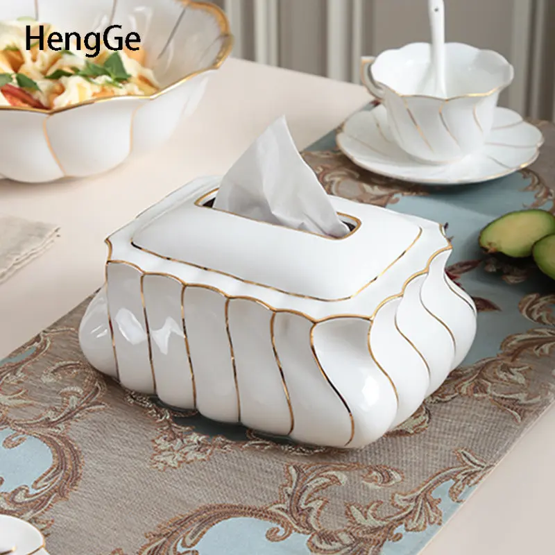 

Light Luxury Phnom Penh Tissue Boxes Modern Living Room Decor Desktop Wave Shape Napkin Box Holder Nordic Home Decoration