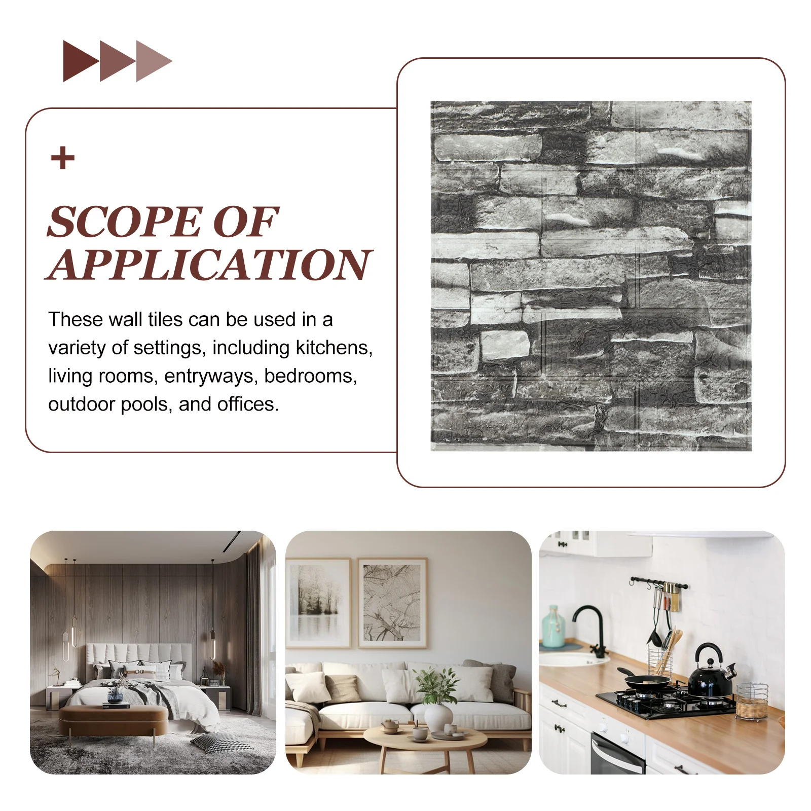 

20pcs Simulated Rock Chip Wallpaper 35x38cm Black Red Adhesive Tiles for Bathroom Kitchen Bedroom Decorative Wall Panels Brick