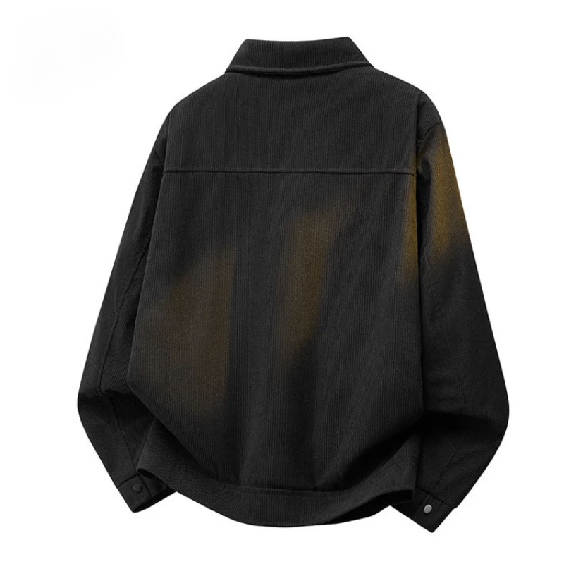 Fleece‑Lined Corduroy Jacket Turn‑down Collar Button‑Up Outerwear Warm Casual Coat for Autumn Winter Daily Outdoor Activities