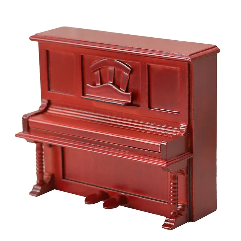 1:12 miniatuur poppenhuis beeldje scène OB11 woonkamer accessoires redwood-gekleurde piano simulatie model poppenhuis decor