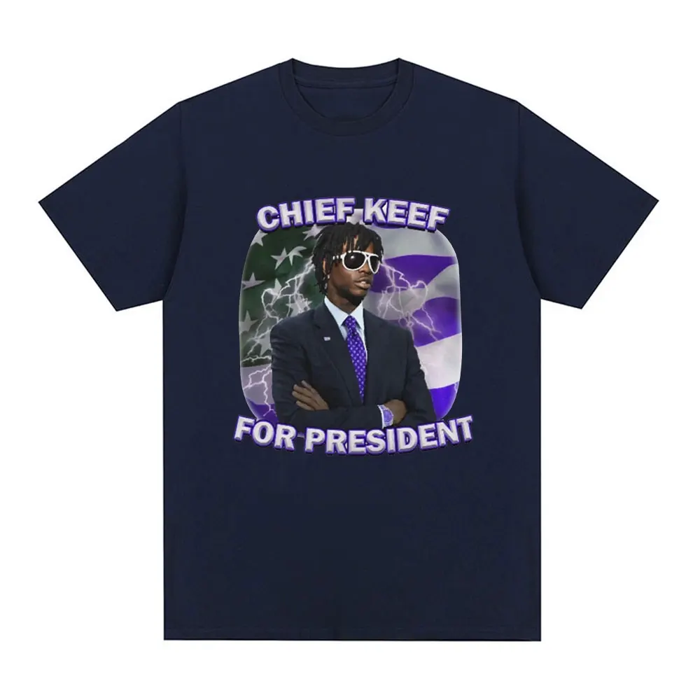 Rapper Chief Keef for President Graphic T Shirt Men Fashion Hip Hop Short Sleeve T-shirt Vintage Gothic Oversized T Shirts Tops