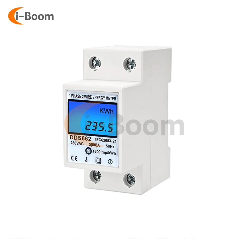 DDS662 AC 220V Single-Phase Multifunction Power Meter Led Display Real-Time Power Monitoring Rail Energy Meter