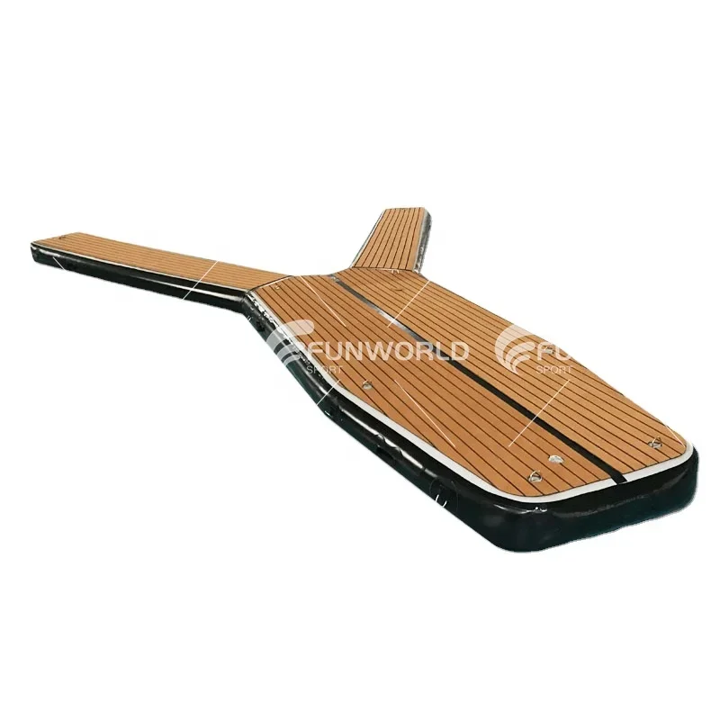 Water Sports Drop Stitch Floating Inflatable Yacht Dock Y Pontoon Platform for Motor Boat Parking With Teak