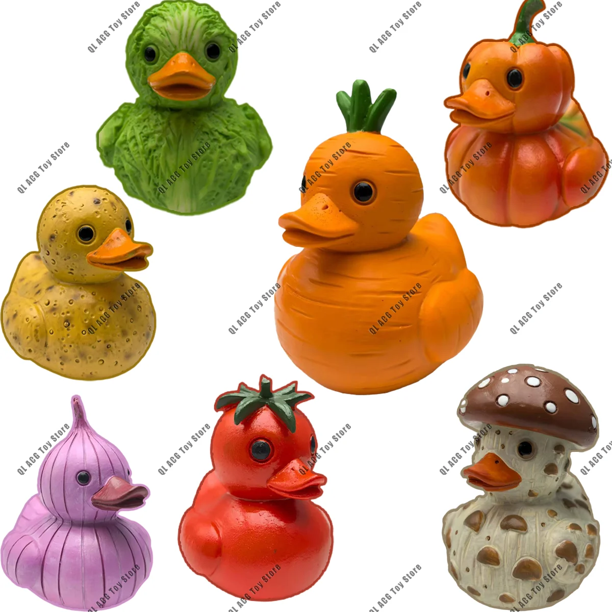 

8cm Whimsical Vegetable Duck Anime Vegetable Series PVC Game Peripherals Potato Cabbage Duck Resin Figurine Desktop Decoration