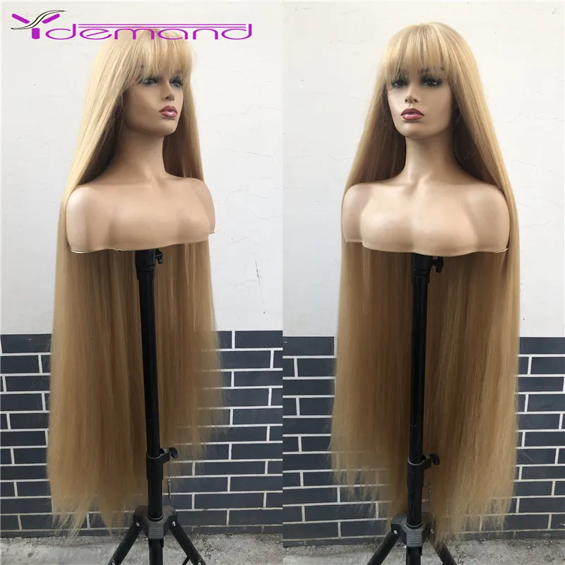 Y Demand Cosplay Long Straight Black Synthetic Wigs With Bangs For Women African American Lolita Daily Party Heat Resistant Fibr