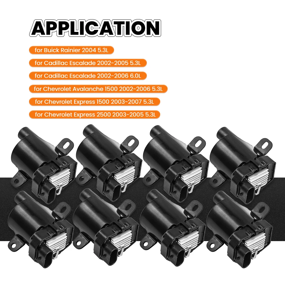 

8 Pcs Electronic Ignition Coil for Chevrolet Silverado for GMC Yukon V8 5.3L 6.0L 4.8L D585 IC413 for Buick Rainier